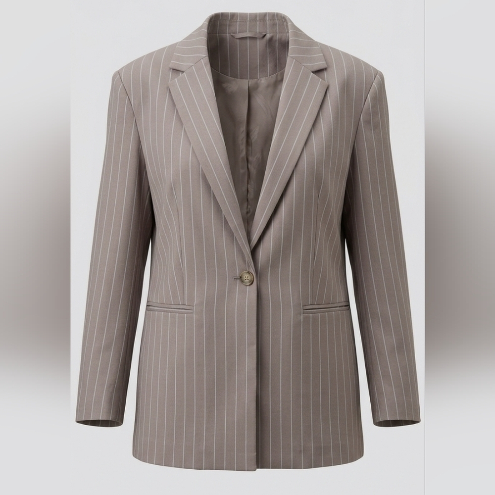 Divided H&M Gray Pinstripe Blazer Womens M Work Office Jacket